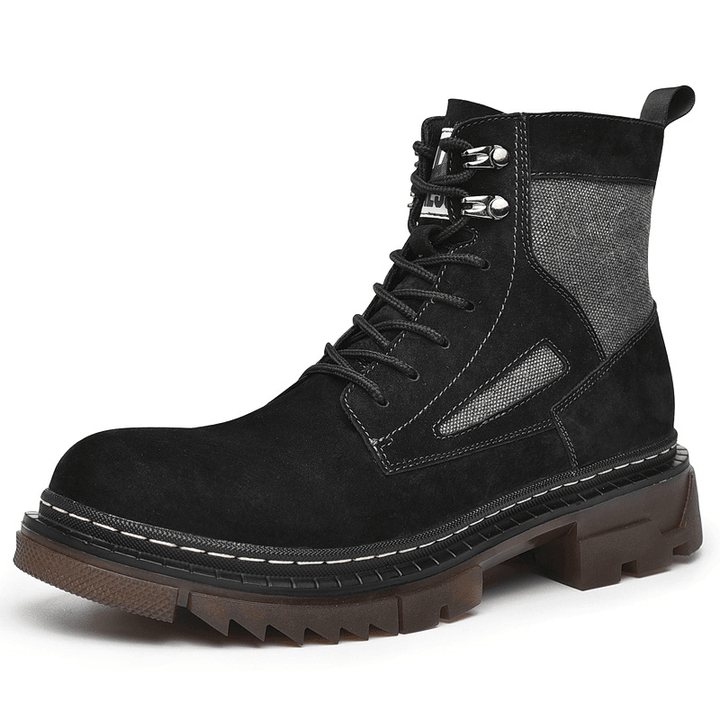 Men Comfy Genuine Leather Slip Resistant Soft Sole Tooling Boots - Trendha