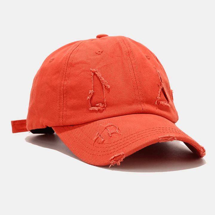 Unisex Cotton Broken Holes Fashion Outdoor Sunshade Baseball Hat - Trendha