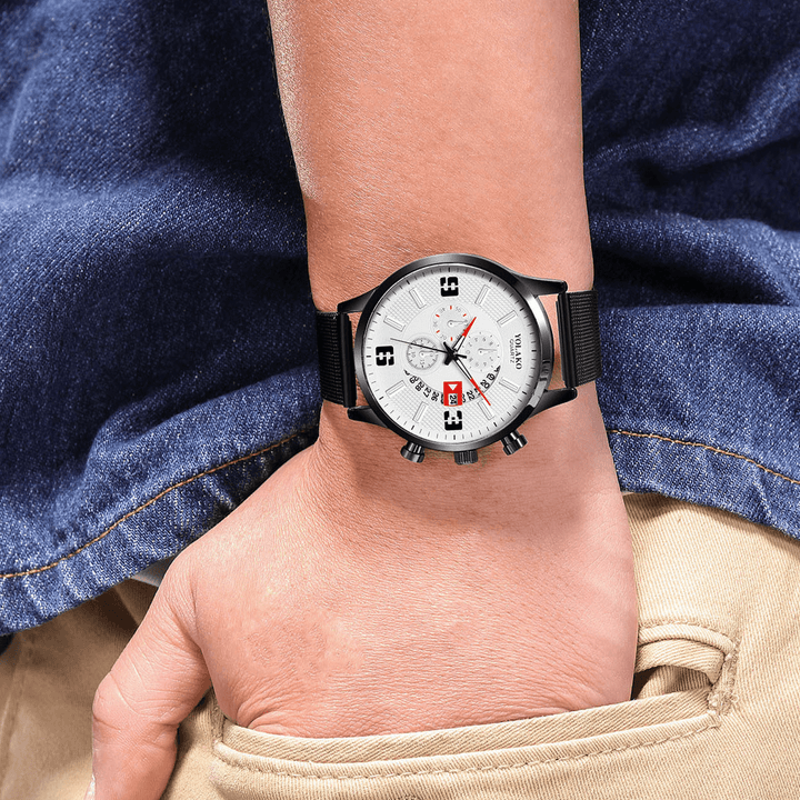 Fashion Elegant Alloy Men Business Watch Decorated Pointer Calendar Quartz Watch - Trendha