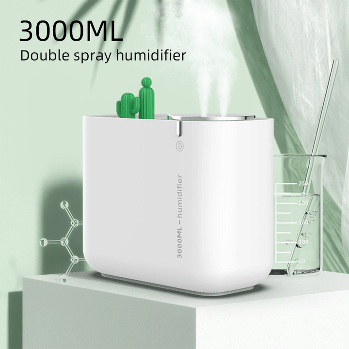 3L USB Air Humidifier Double Nozzle Ultrasonic Cool Humidificador Aroma Diffuser Mist Maker Fogger for Home Bedroom Office - Trendha