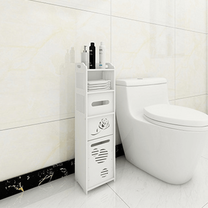 Bathroom Storage Cabinet Towel Shower Gel Shampoo Rack Toilet Paper Storage Holder Organizer Shelf with Tissue Box - Trendha