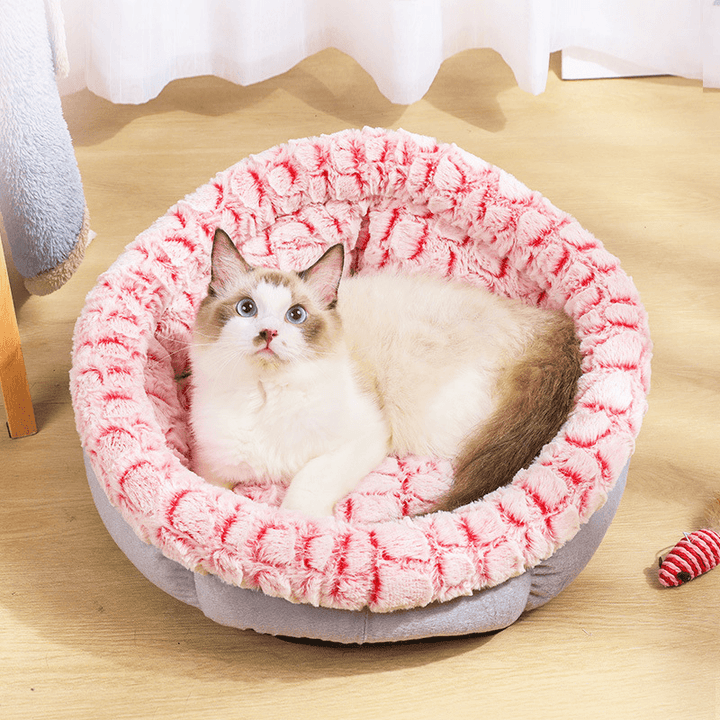 PV Long Plush Super Soft Pet Bed Kennel Dog Cat Comfortable Sleeping Cushion Adjustable - Trendha