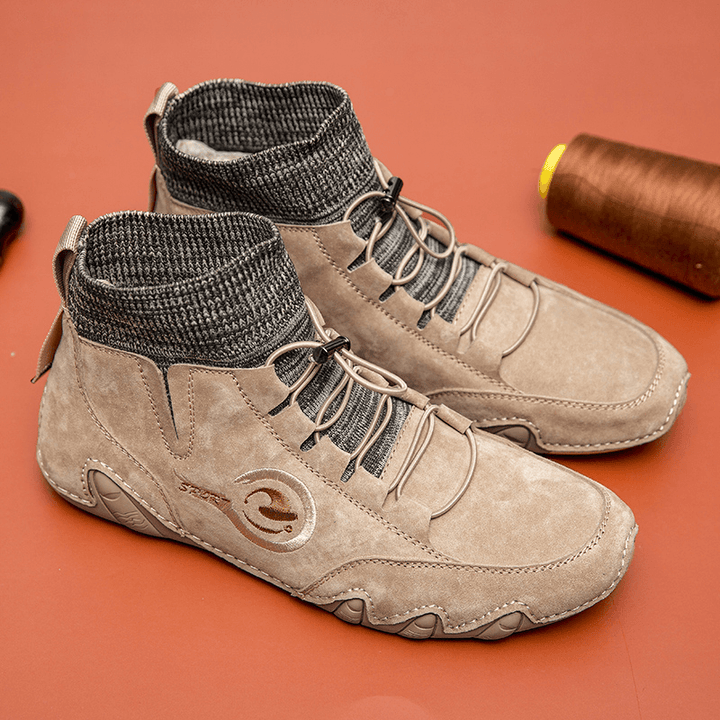 Men Handmade Pigskin Leather Comfy Soft Sock Ankle Boots - Trendha