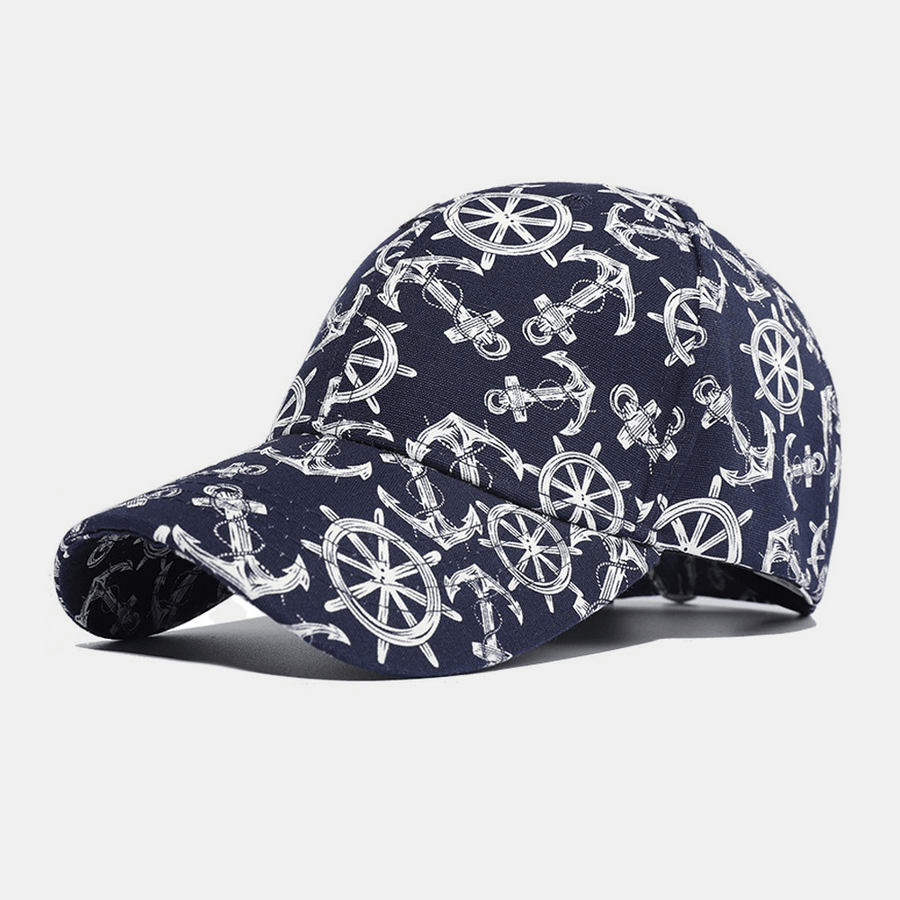 Unisex Cotton Prtinted Ivy Cap Overlay Boat Anchor Pattern Summer Outdoor Sports Baseball Hats - Trendha