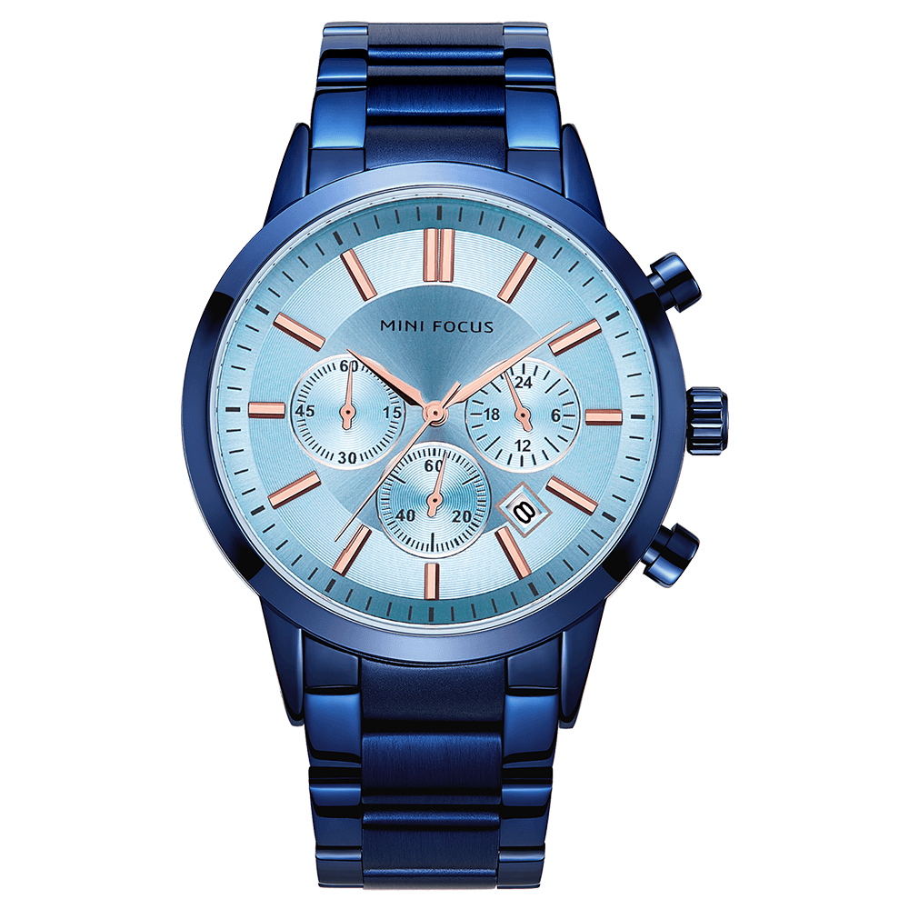MINI FOCUS MF0188G Business Style Calendar Stainless Steel Men Wrist Watch Quartz Watch - Trendha