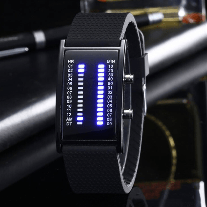 Binary LED Display Men Business Watch Double Row Light Calendar Digital Watch - Trendha