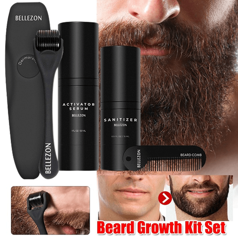 Beard Growth Liquid Activation Promotes Hair Growth Set Box Beard Growth Essence Micro Needle Set - Trendha