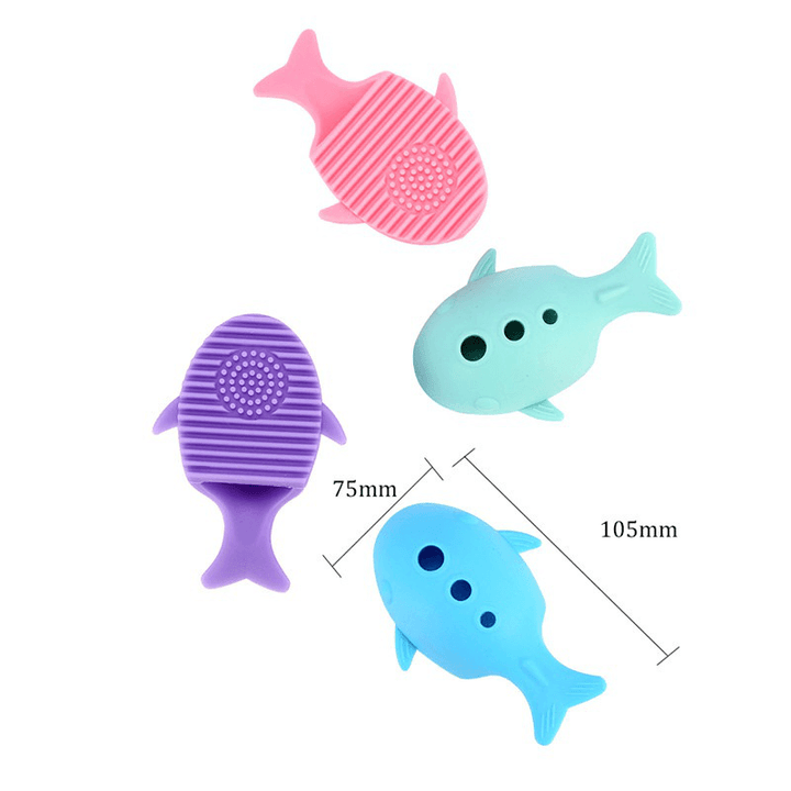 4 Colors Cute Malfunctional Whale Shaped Silicone Makeup Brushes Cleaning Washing Holder Tools - Trendha