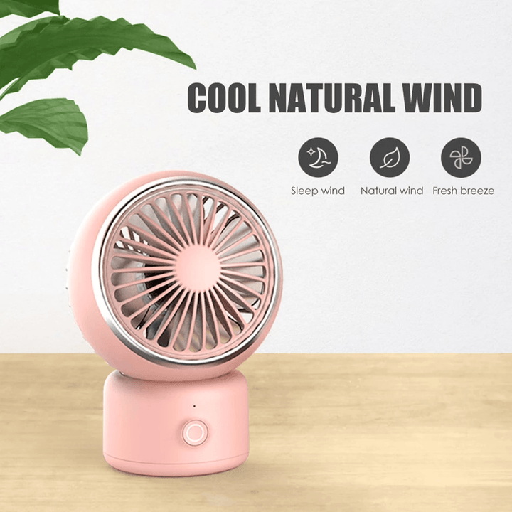 Portable Mini Desktop Fan Air Cooler USB Rechargeable 3 Gear Wind Speed 120° Air Supply Low Noise for Outdoor Home Office - Trendha