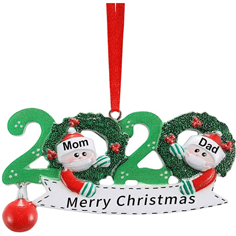2020 Christmas Family Figurine Ornaments Xmas Tree Santa Claus Snowman Pendants Thanksgiving Toys with Bells for Gift Home Decorations - Trendha