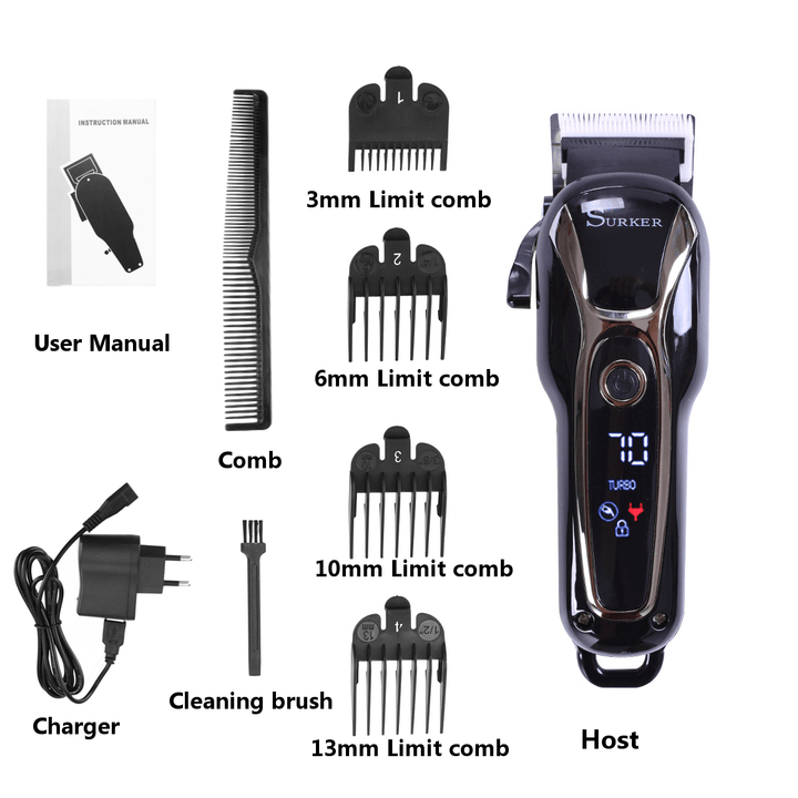 LCD Digital Display Oil Head Scissors Adult Hair Clipper Electric Clippers - Trendha