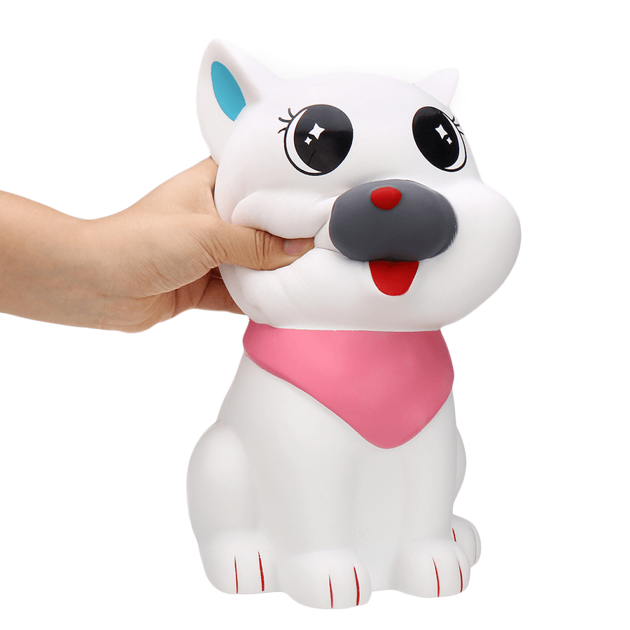 29Cm Giant White Scarf Dog Squishy Slow Rebound Decompression Simulation Toy with Bag Packaging - Trendha