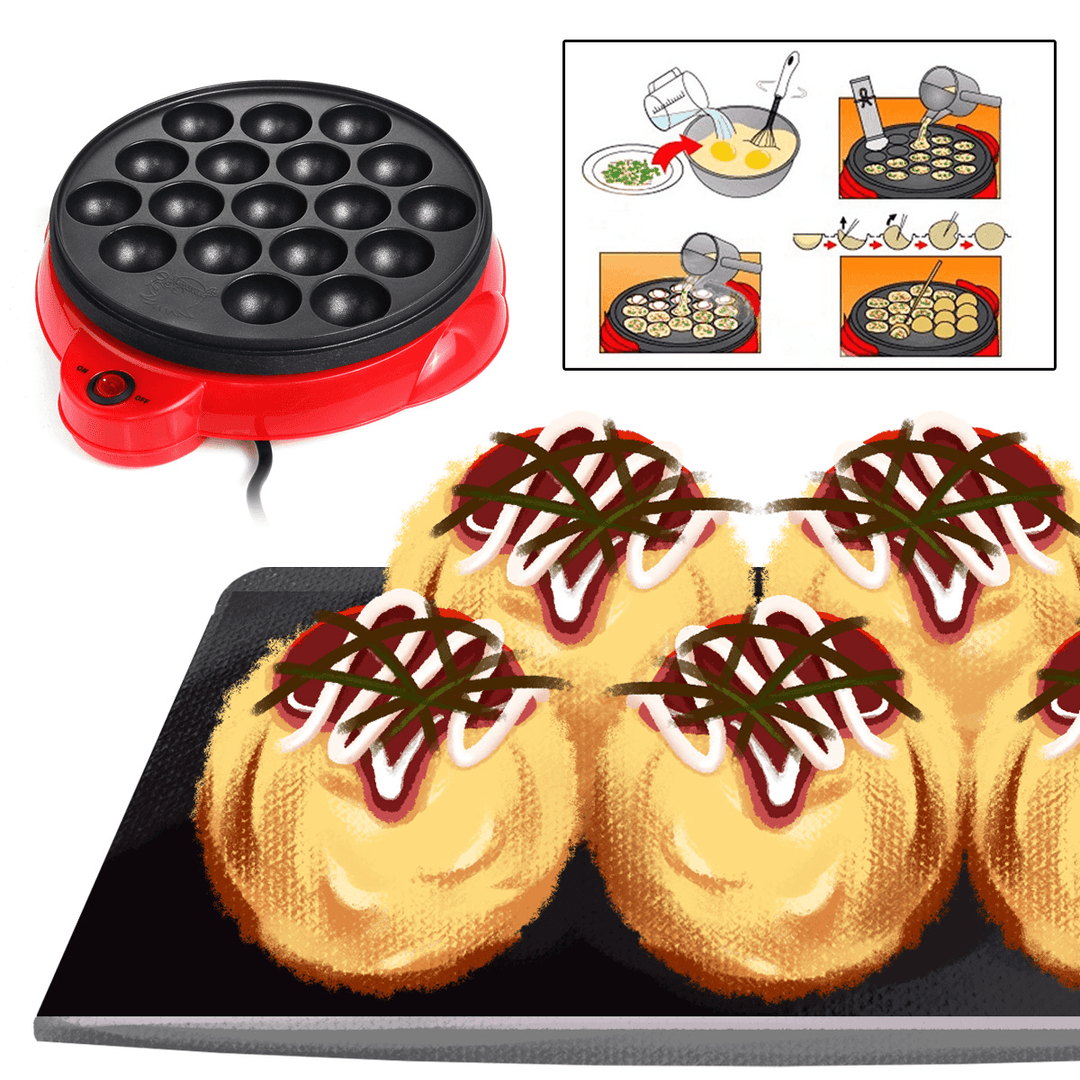 18 Holes Electric Octopus Ball Grill Takoyaki Baking Mould Machine Mini Electric Chibi Maruko Grill Pan - Trendha
