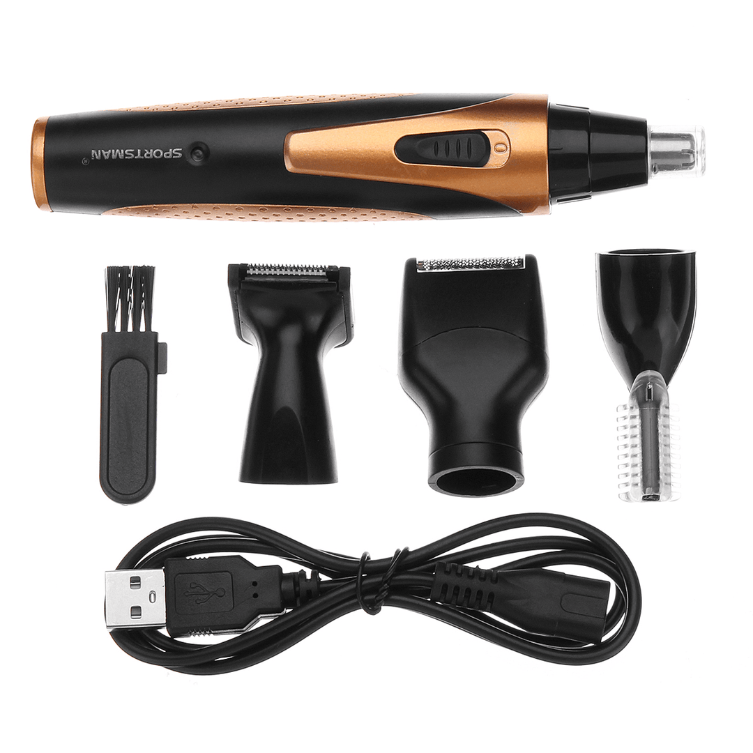 4 in 1 USB Wireless Rechargeable Eyebrow Trimmer Nose Hair Shaver Razor Groomer Kit - Trendha
