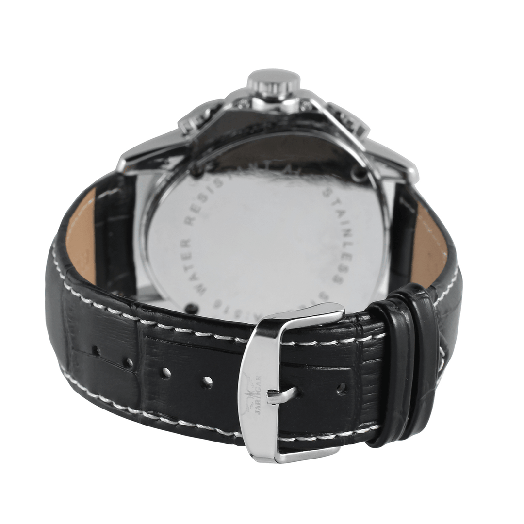 JARAGAR 6516 Fashion Men Automatic Watch Creative Triangle Dial Week Date Display Genuine Leather Mechanical Watch - Trendha