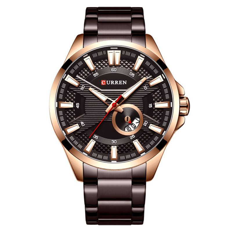 CURREN 8372 Calendar Luminous Display Men Wrist Watch Full Steel Quartz Watch - Trendha