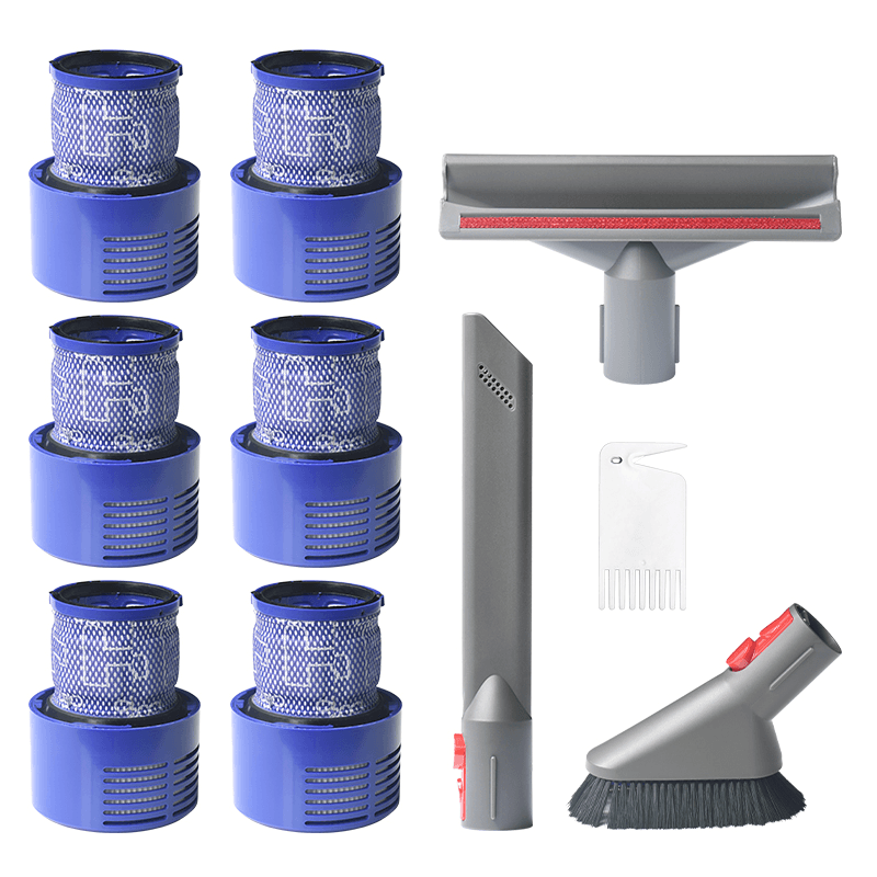 10Pcs Replacements for Dyson V7 V8 V10 Vacuum Cleaner Parts Accessories Filters*6 Brush Heads*3 Cleaning Tool*1 [Non-Original] - Trendha