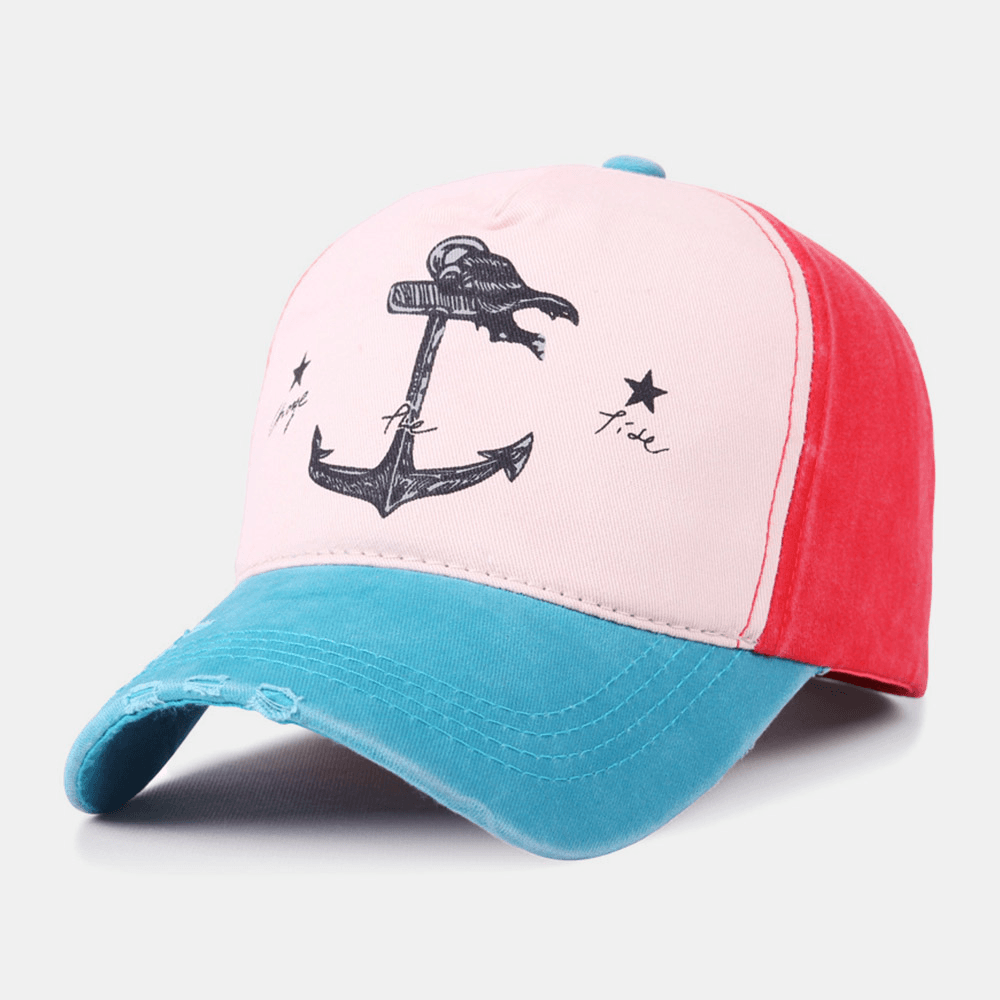 Unisex Make-Old Pirate Ship Anchor Pattern Ivy Cap Outdoor Suncreen Baseball Hats Stretch Fit Cap - Trendha