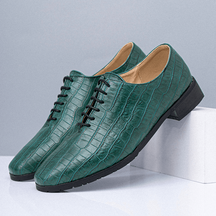 Men Pointed Toe Crocodile Pattern Pointed Toe Business Oxfords Shoes - Trendha
