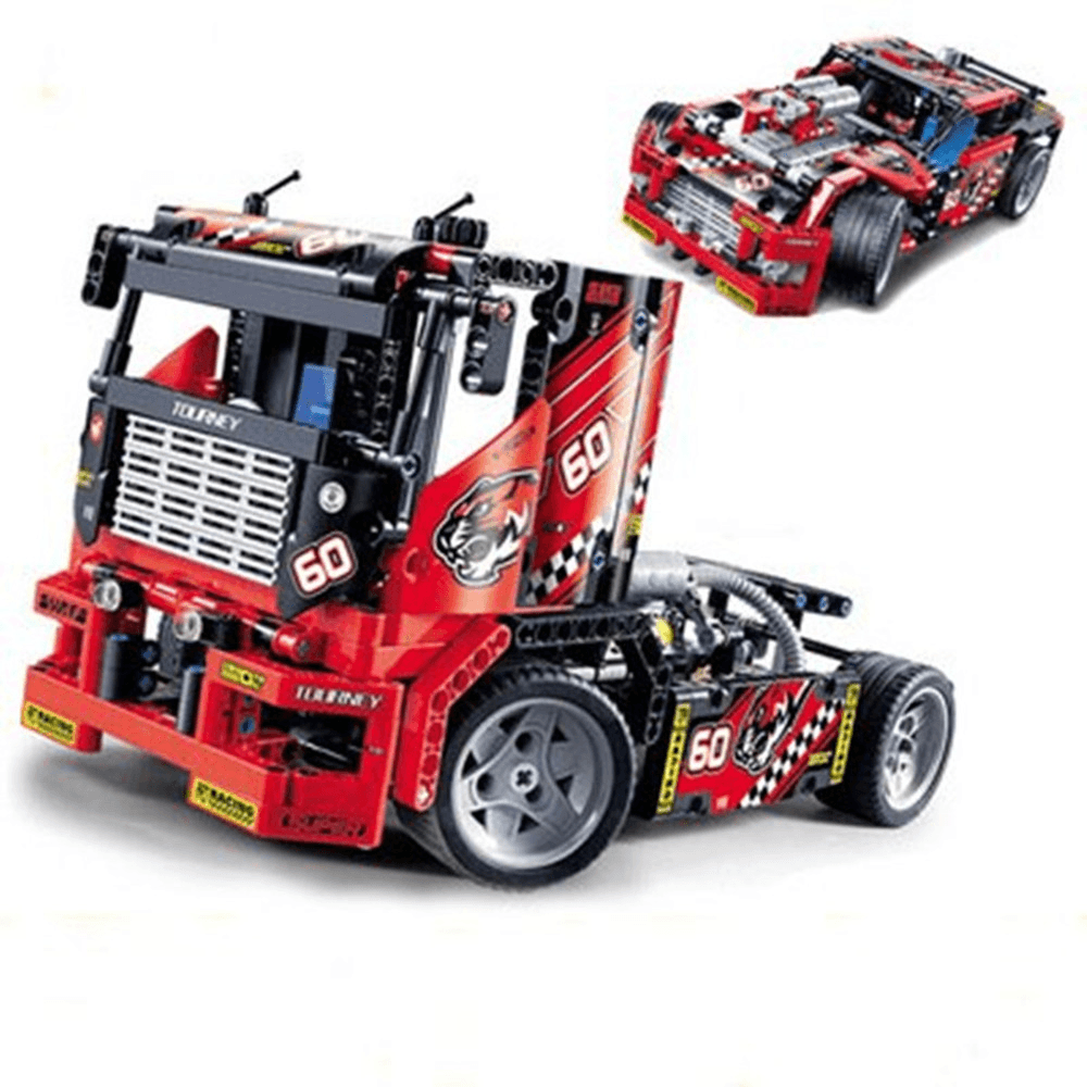 Decool 3360 608Pcs Race Truck Car 2 in 1 Transformable Model Building Blocks Toys Sets DIY Toys with Box - Trendha