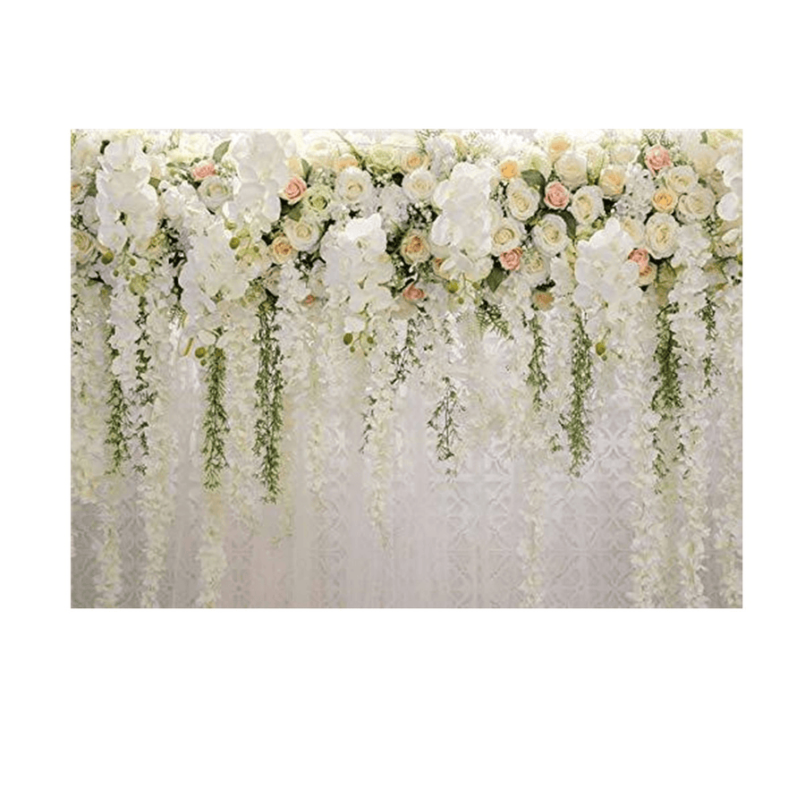 3X5Ft 5X7Ft 7X10Ft Vinyl Pink White Rose Flower Wedding Photography Backdrop Background Studio Prop - Trendha