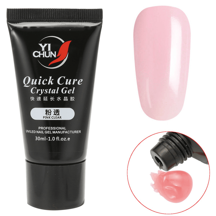 Poly Gel Kit Clear White Pink Nail Builder Tips Extension UV LED Brush Gel Mold - Trendha