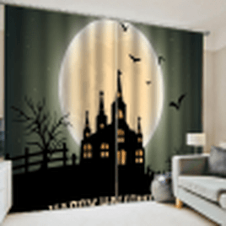 132*160Cm Blackout Window Curtains Halloween Printed Curtains for Living Room Festival Decoration - Trendha