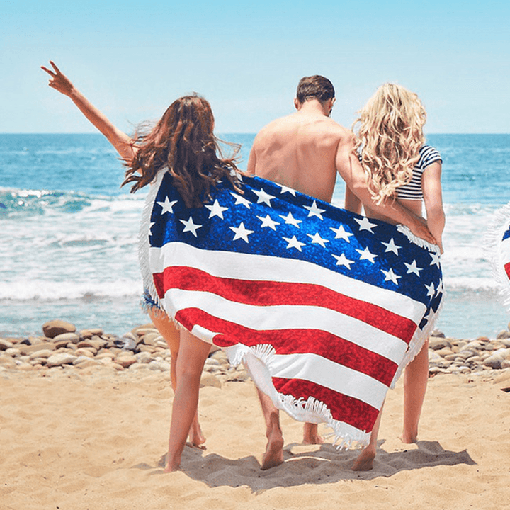 Honana WX-93 Bohemian Tapestry the American Flag Beach Towels Yoga Mat Camping Mattress Bikini Cover - Trendha