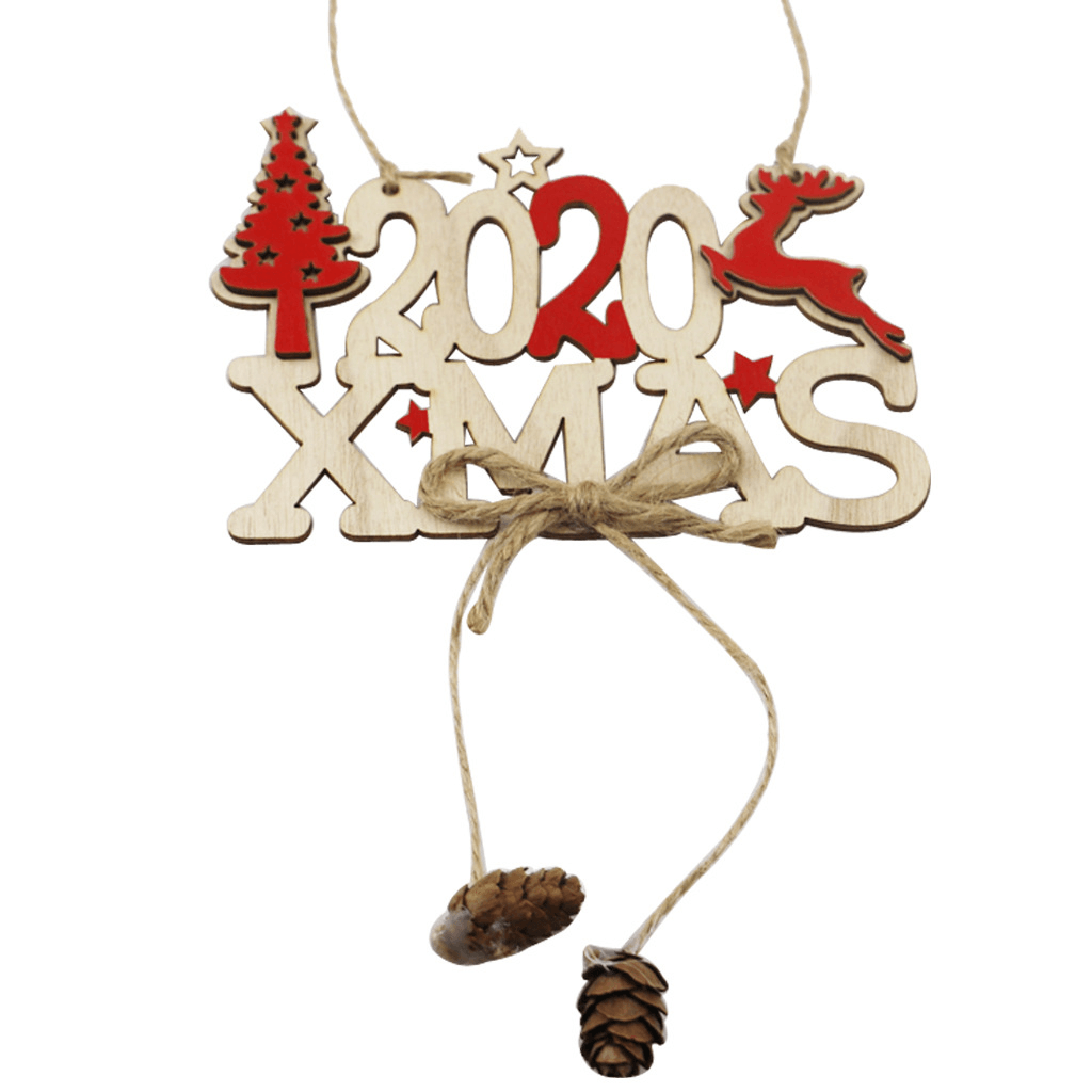 1Pc Christmas Alphabet 2020 Wooden Hanging Elk Christmas Decoration Door Hanging Pendant Xmas Ornament - Trendha