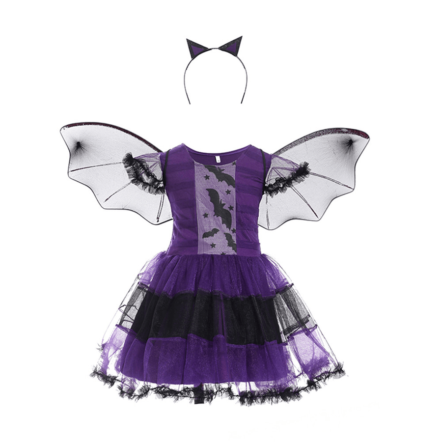 Halloween Costumes Purple Bat Style Children Cosplay Cartoon Costumes Witches Role Play - Trendha