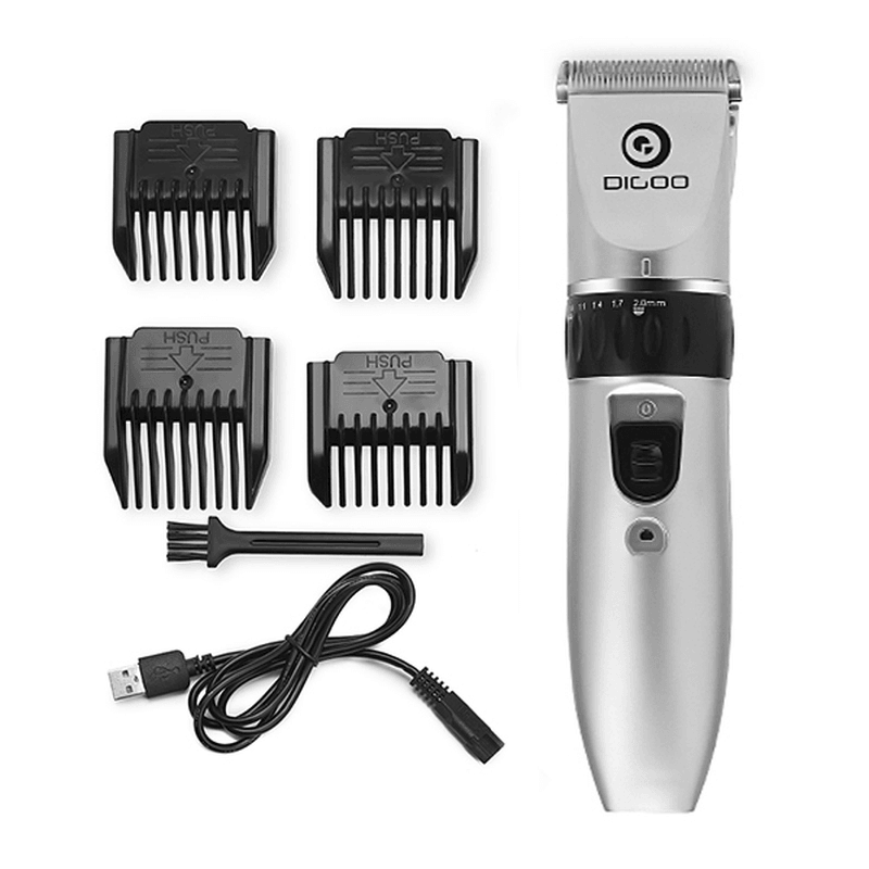 Digoo BB-T1 USB Ceramic R-Blade Hair Trimmer Rechargeable Hair Clipper 4X Extra Limiting Comb Silent Motor for Children Baby Men - Trendha