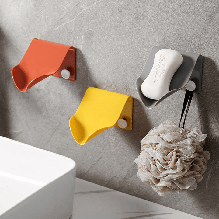 Wall Mounted Soap Dish Drain Storage Box Plastic Self Adhesive Shape Soap Tray Holder Container Bathroom Accessories - Trendha
