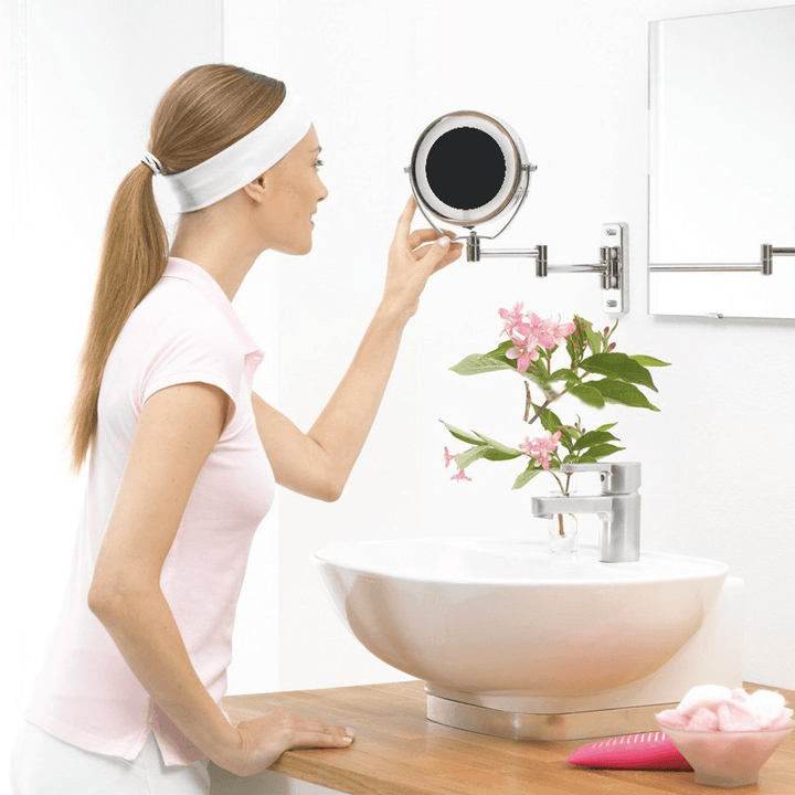 6" LED Lighted Wall Mount Bathroom Shaving Makeup Cosmetic Mirrors 7X Magnifying - Trendha