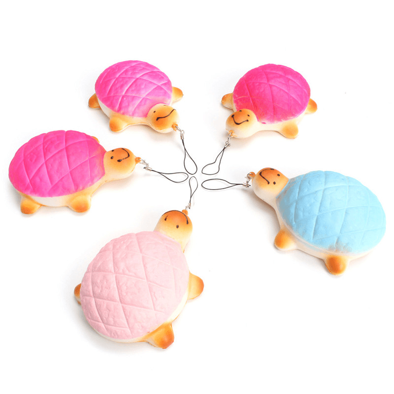 13Cm Soft Kawaii Cute Little Turtle Phone Bread Bun Squishy Charms with Rope Random Color - Trendha