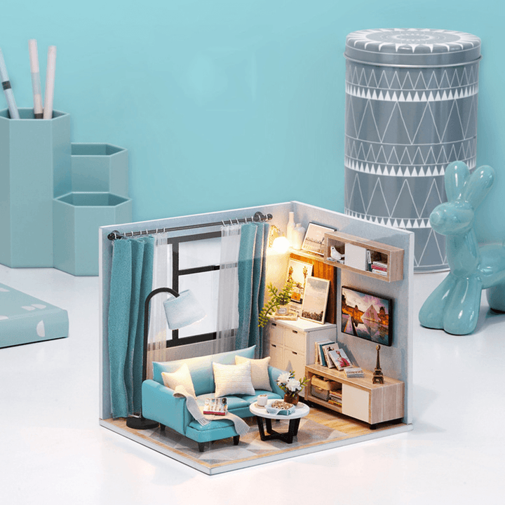 Wooden 3D DIY Handmade Assemble Doll House Miniature Kit with Furniture LED Light Education Toy for Kids Gift Collection - Trendha