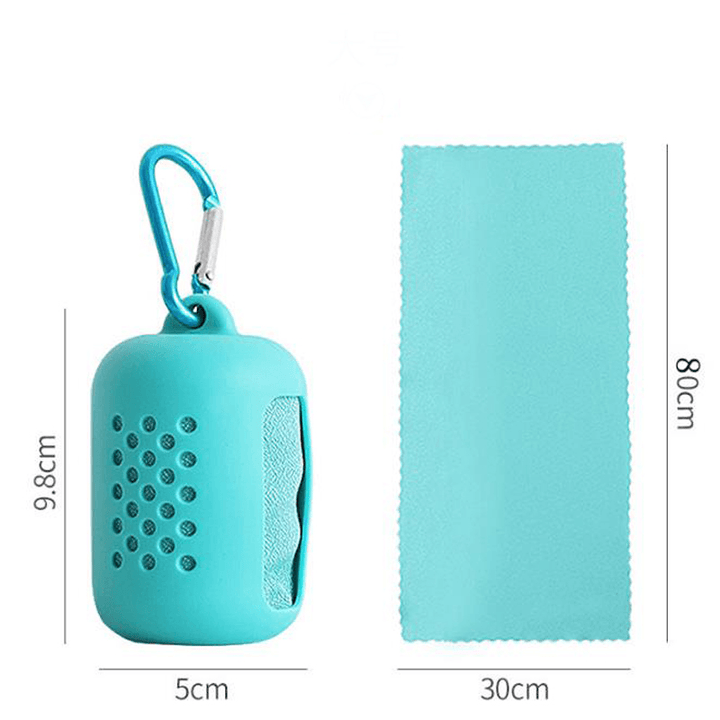 30*80 Cm Portable Quick Drying Microfiber Soft Towel Utility Enduring Instant Cooling Face Towel Ice Cool Towel with Silicone Case for Gym Swimming Yoga Running Quick-Dry Sweat Towels - Trendha
