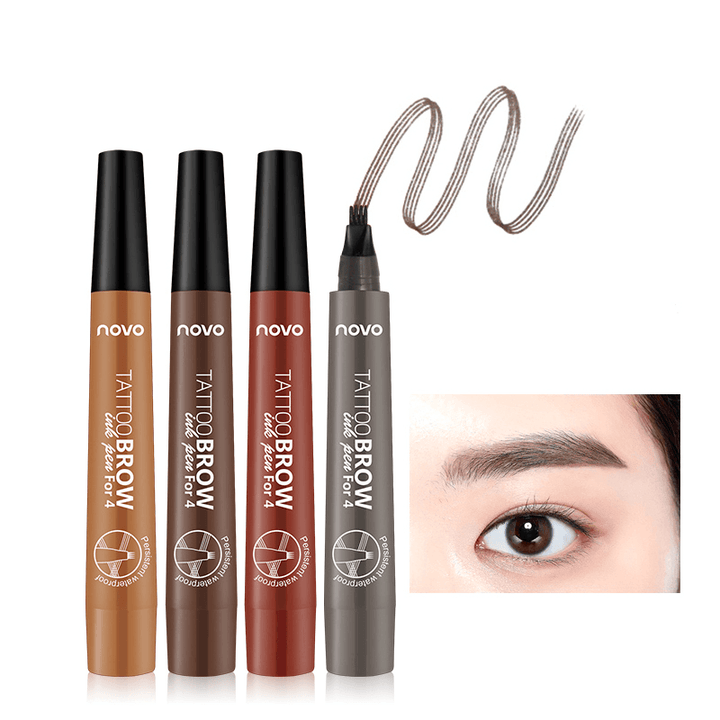 4 Colors Four-Bifurcated Liquid Eyebrow Pen Native Eyebrow Lasting Color Waterproof - Trendha