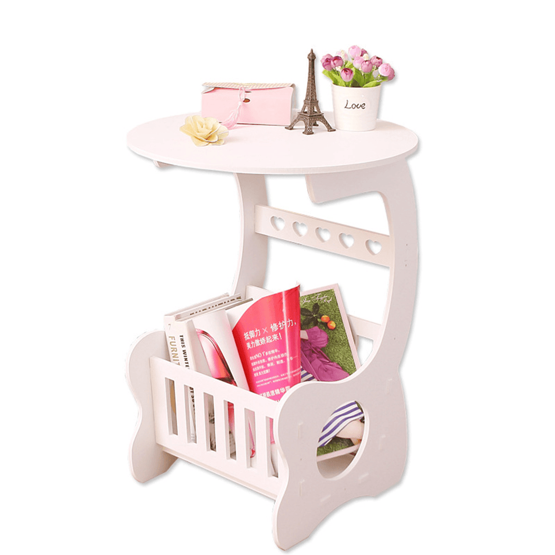 Modern Coffee Table European Creative Mini Magazine Books Storage Shelf Bracket Bookshelf round Tea Table - Trendha
