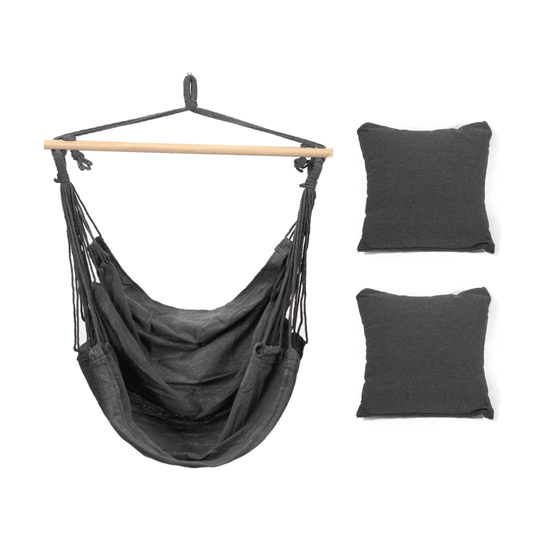 Deluxe Hanging Hammock Chair Swing INCLUDES Soft Cushions Outdoor Camping Frame - Trendha