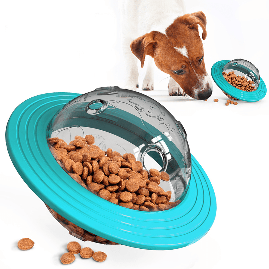 UFO Shape Interactive Dog Cat Food Ball Bowl Pet Toy Shaking Foods Leak Container for Puppy Feeding Tool - Trendha