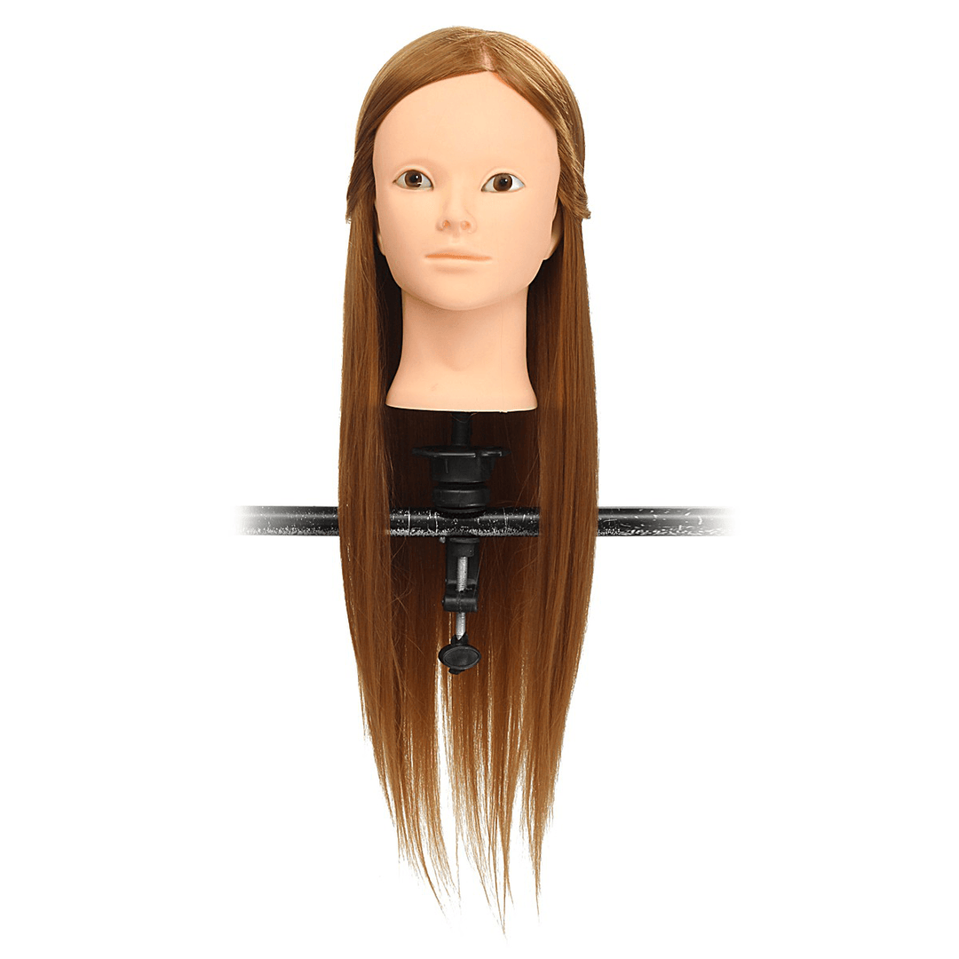24'' Hairdressing Human Hair Practice Makeup Training Mannequin Head with Clamp - Trendha