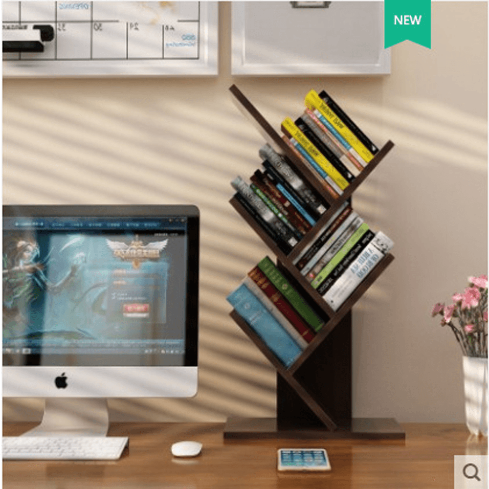 Creative Color Storage Shelf 3 Layers Tree-Shaped Bookshelf Simple Shelf Desk Storage Rack for Home Office - Trendha