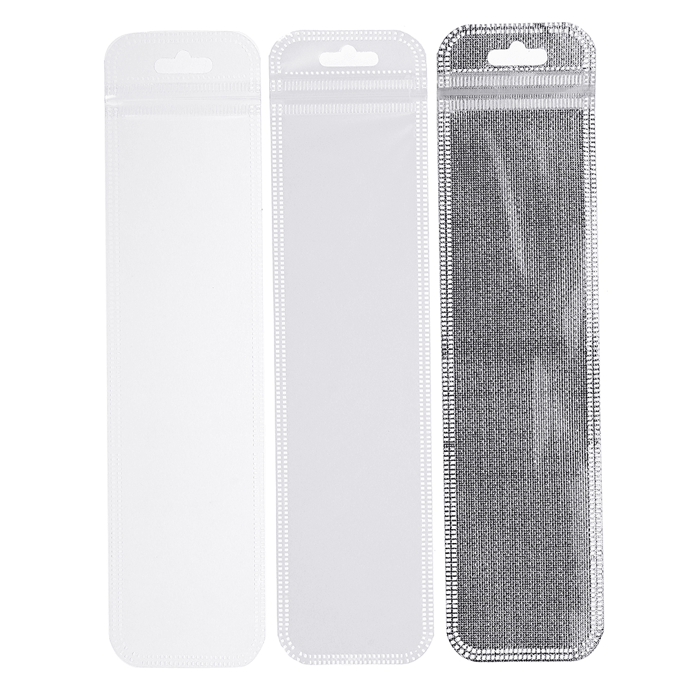 50Pcs 5.5×22Cm Plastic Zipper Lock Bag Ballpoint Ben Self-Sealing Stationery Makeup Brush Packaging - Trendha