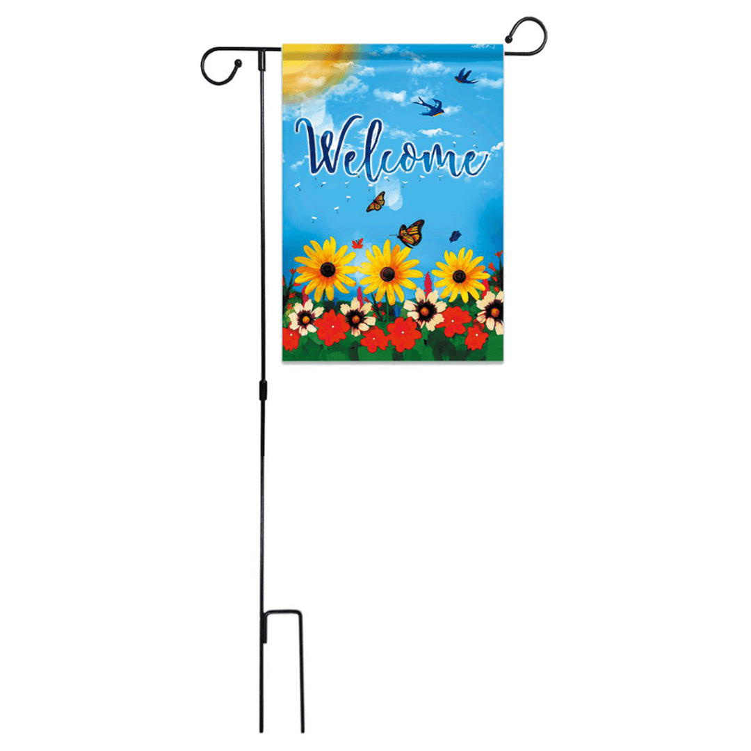 45'' X 15'' Iron Mini Garden Flags Pole Stand Holder Yard Decorations Display - Trendha