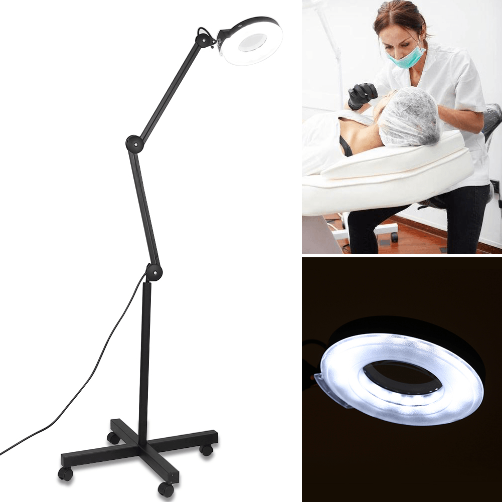 22W 5X Magnifying Magnifier Light Stand Skincare Beauty Machine Cosmetic Makeup Tattoo Manicure Lighted Lamp 6000-6500K Black/ White - Trendha