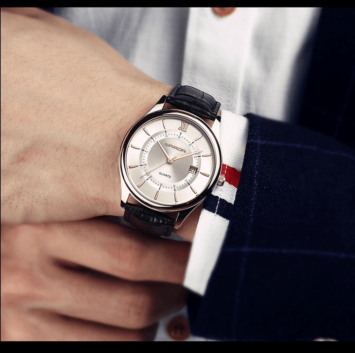 SANDA P204 Business Style Men Wrist Watch Date Display Japanese Movement Quartz Watch - Trendha