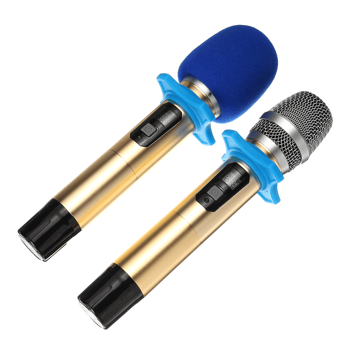 Portable UHF Wireless Microphone System 2 Handheld Mics Speaker Player with Digital Receiver for Stage Bar Show Perform - Trendha