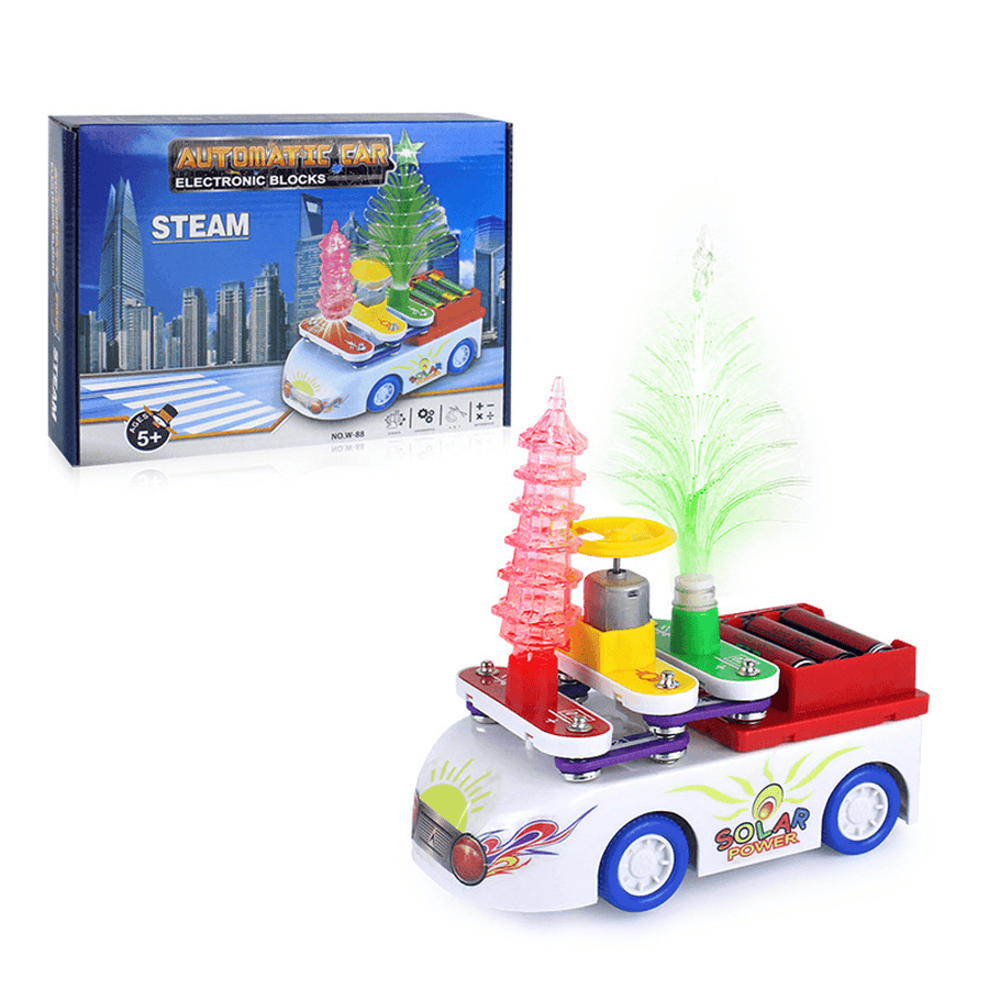 16 Pcs STEAM Electronic Automatic Obstacle Avoidance Car DIY Assemble Building Blocks Physics Circuit Experimental Education Toy - Trendha