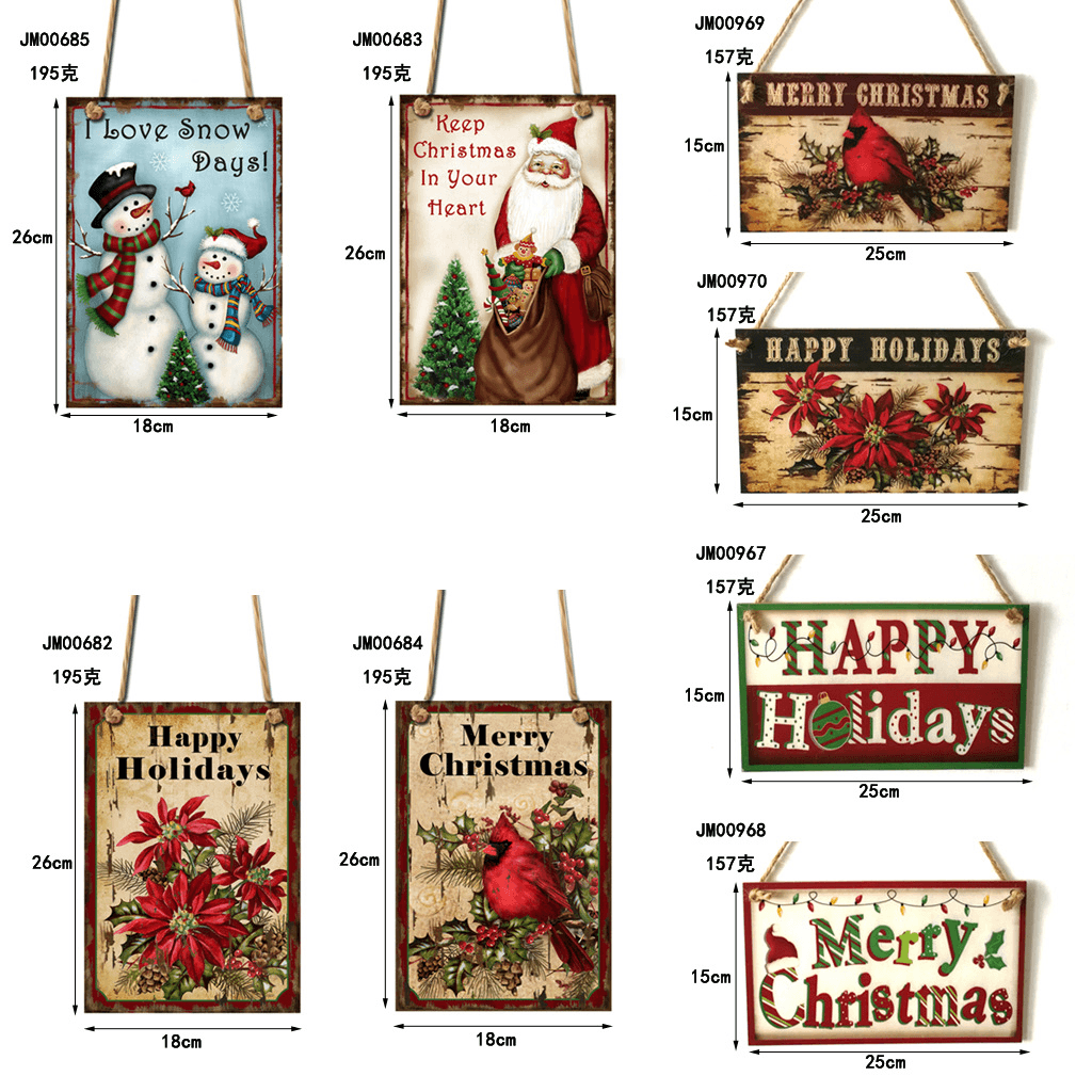 Christmas Door Hanging Painting Board Sata Claus Snowman Merry Christmas DIY House Wall Decor Party Supplies - Trendha
