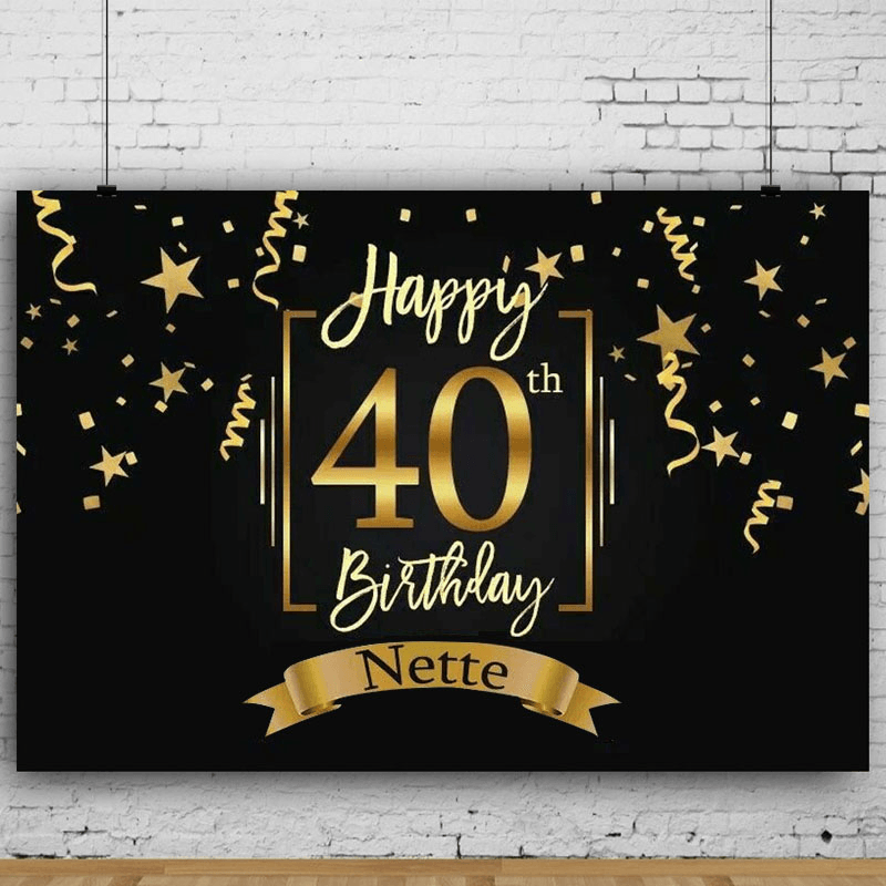 30/40/50Th Happy Birthday Black Photography Backdrop Gold Photo Background Props Party Decoration - Trendha